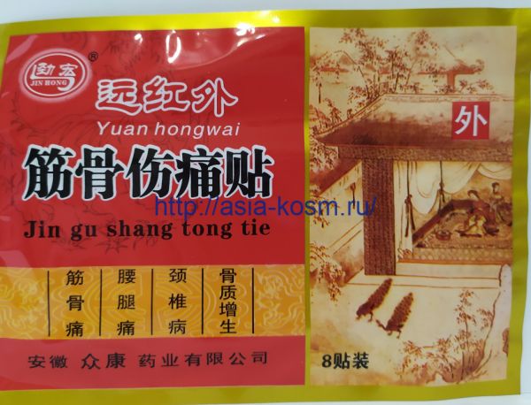 Patch for back, neck and joint pain "JIN GU SHANG TONG TIE" with musk.