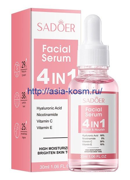 Sadoer restoring, rejuvenating serum with vitamins E and C, nicotinamide and hyaluronic acid (02488)